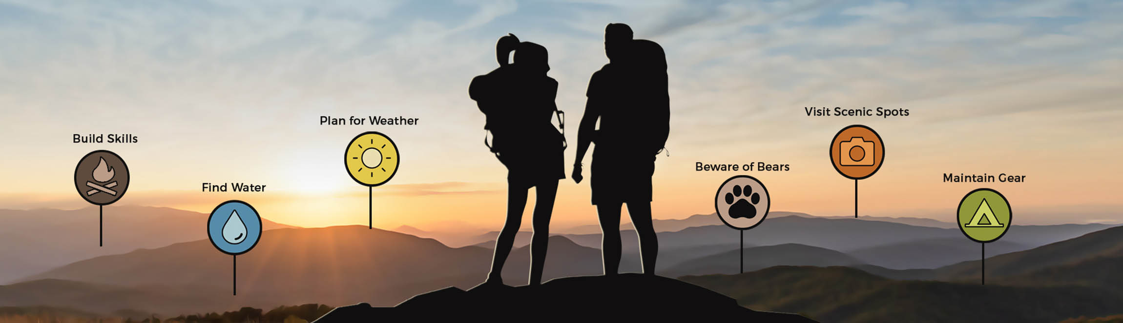 Sunset view from Max Patch bald over the Great Smoky Mountains