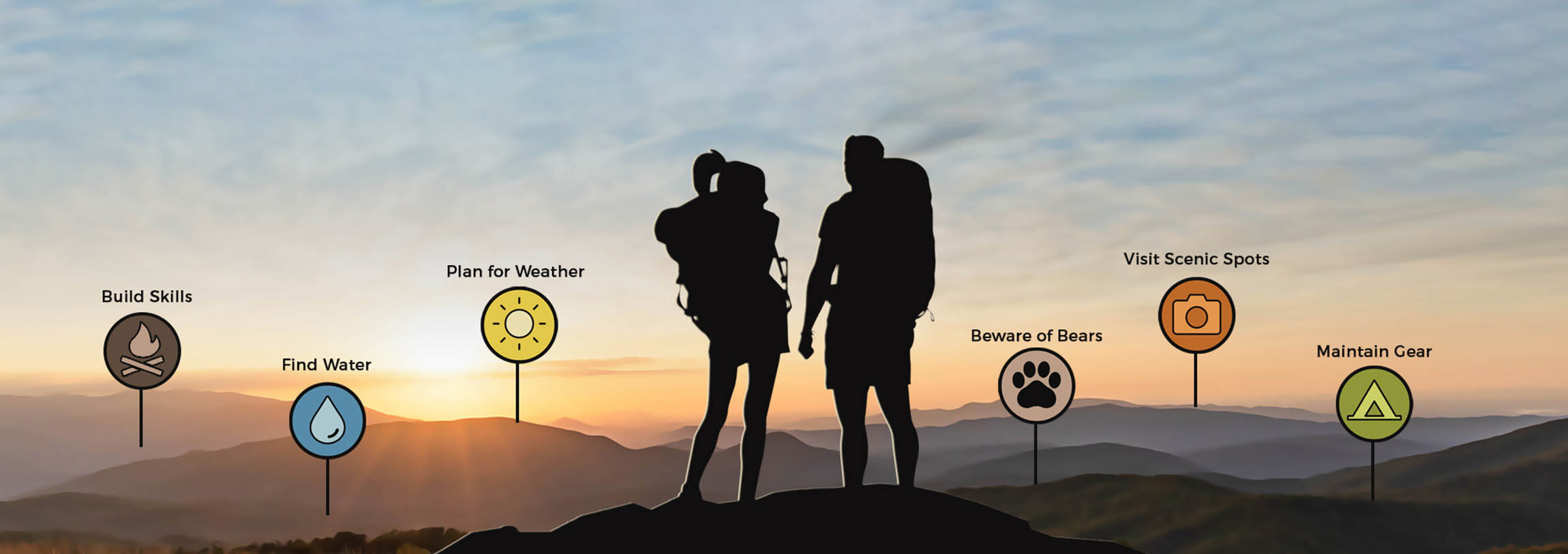 Sunset view from Max Patch bald over the Great Smoky Mountains